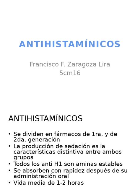 AntihistamÍnicos Pdf Farmacología Medicina