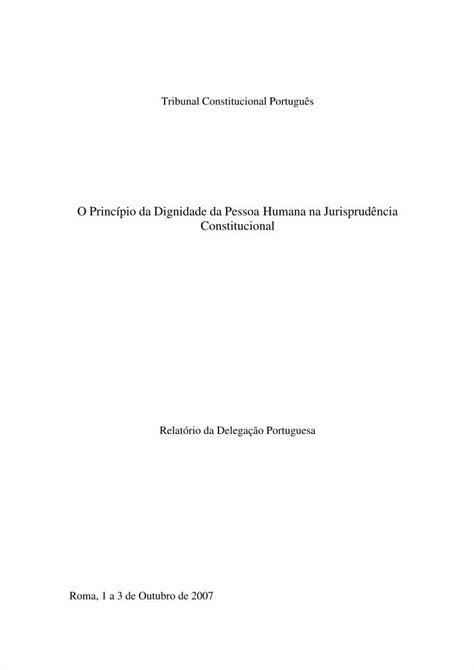 PDF O Princípio da Dignidade da Pessoa Humana na Jurisprudência