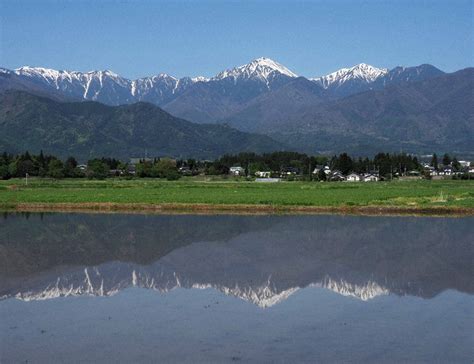 「水鏡」に山々映る 安曇野 ／長野 毎日新聞