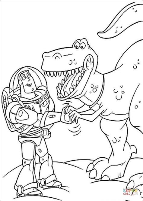 Dibujo De Buzz Lightyear Con Rex Para Colorear Dibujos Para Colorear