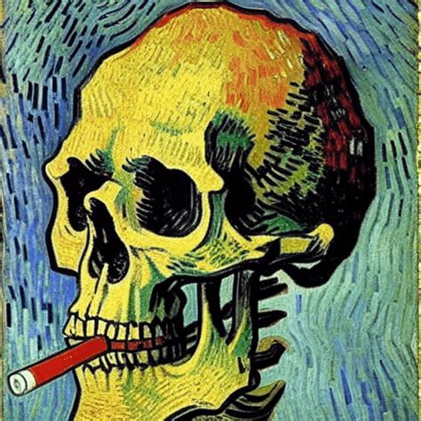 Vincent Van Gogh Kopf Eines Skeletts Mit Einer Brennenden Zigarette