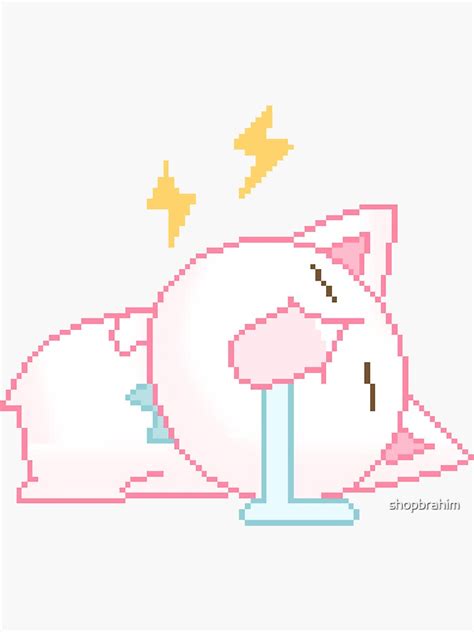 Cat Sleeping Pixel Art Sticker For Sale By Shopbrahim Redbubble