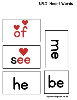 Heart Word High Frequency Word Cards UFLI Aligned By Educating With Ms M