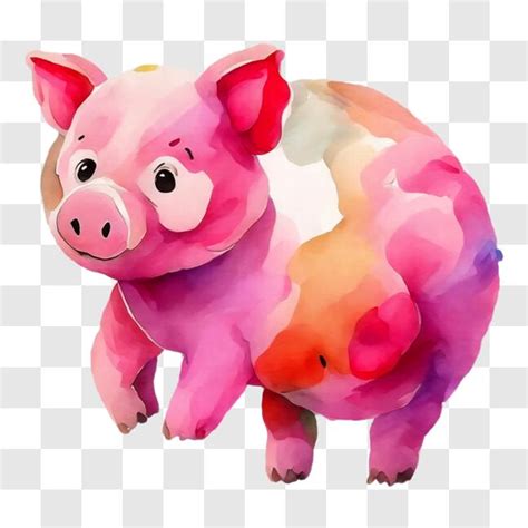 Download Vibrant Jumping Pig Painting Png Online Creative Fabrica