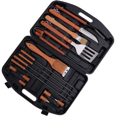 Kit d outils de barbecue d extérieur en acier inoxydable avec mallette