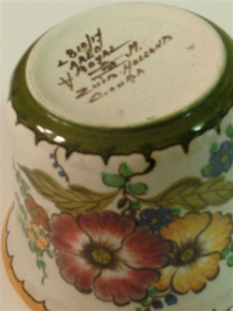 Vintage Royal Gouda Zuid Holland Handpainted Floral Planter Cachepot