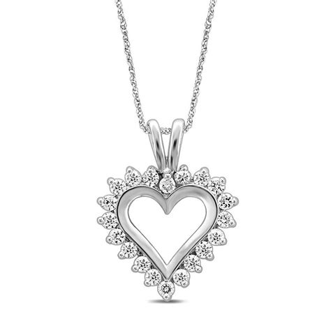 1 Ct Tw Diamond Heart Pendant In 10k White Gold Helzberg Diamonds