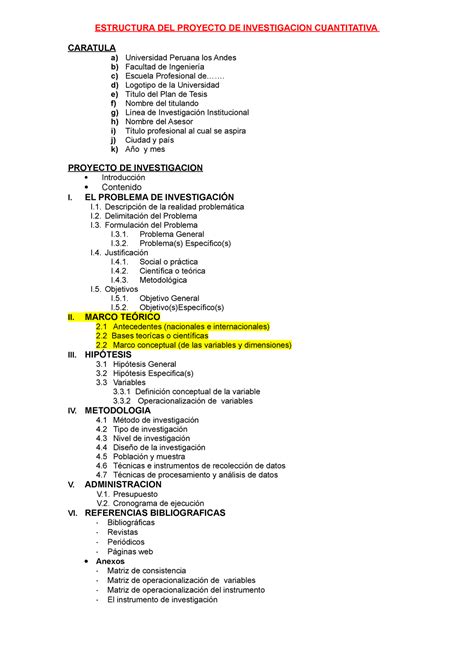 Estructura Del Proyecto De Investigacion Cuantitativa Estructura Del