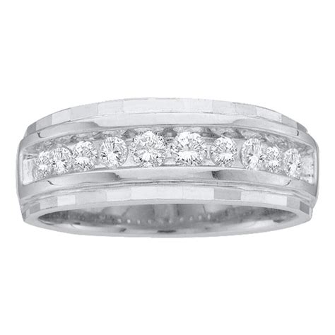 10kt White Gold Mens Round Channel Set Diamond Wedding Band Ring 1 2