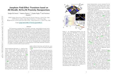 Josephson Field Effect Transistors Based On All Metallic Al Cu Al