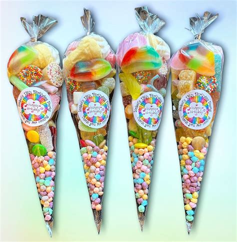 Rainbow Sweet Cones Party Favours Filled With Pick And Mix Sweets Etsy