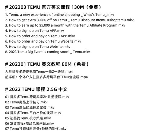 拼多多海外版temu跨境新手入门电商课程，temu运营培训视频教程 出海王