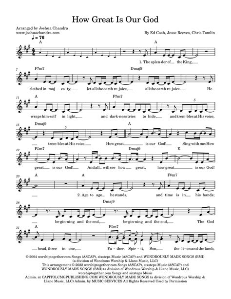 How Great Is Our God Arr Joshua Chandra By Chris Tomlin Sheet Music