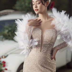 Sexy Nude Beige Coffee Mesmerizing Beaded Sparkly Sheath Trumpet Wedding Evening Dress Various