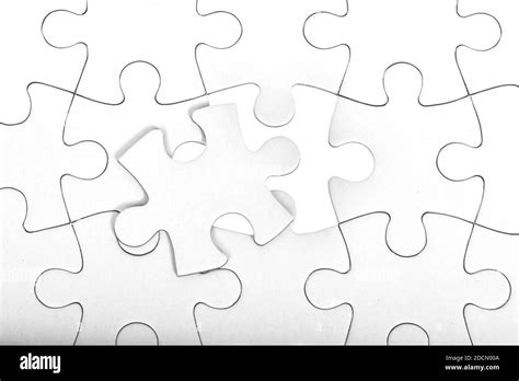 White Jigsaw Puzzle Pattern Background Placing Last Piece Of Jigsaw