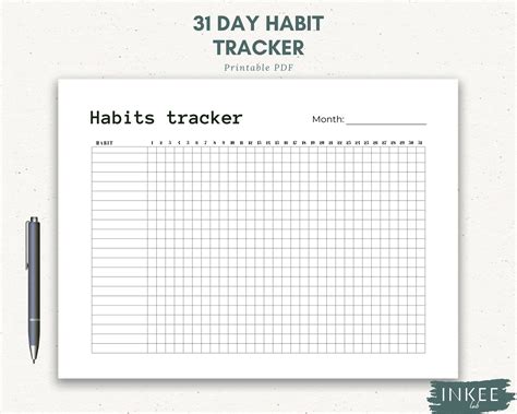 Day Habit Tracker Habits Printable Habits Tracker Printable Habit