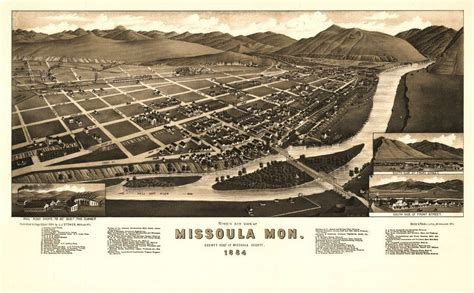 1884 Missoula Montana Beautiful Antique Survey Map Hand Drawn 20