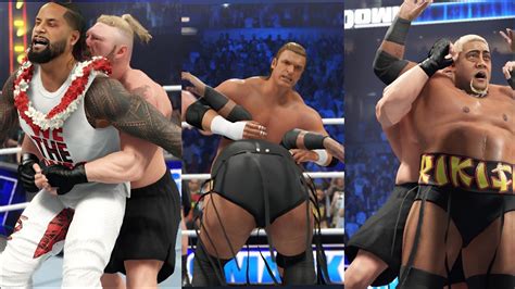 Brock Lesnar Triple H Batista Vs Jimmy Uso Braun Strowman