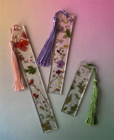 Custom Handmade Flower Resin Bookmarks Etsy