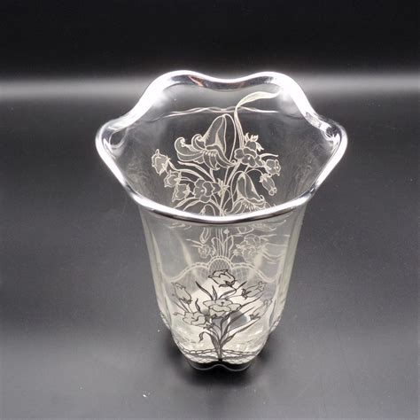 Duncan Miller Canterbury Vase With Floral Silver Overlay Etsy Uk