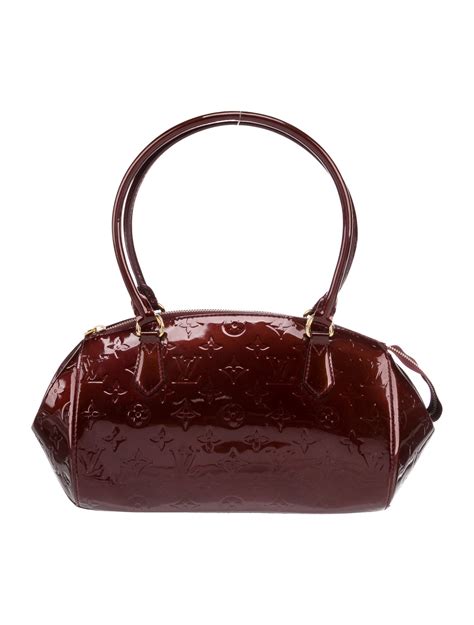 Louis Vuitton Vernis Patent Leather Sherwood Pm Monogram Vernis Top Handle Bag Burgundy Handle