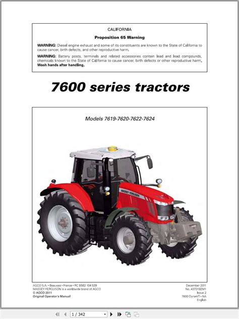 Massey Ferguson Mf Series Operator Manual M Pdf