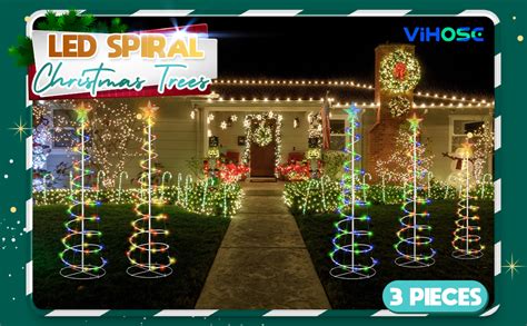 Amazon Vihose Pcs Led Spiral Christmas Trees Outdoor Light Up