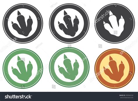Dinosaur Footprint Circle Label Design Vector Stock Vector Royalty