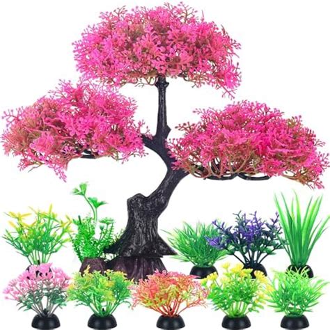 Borlech Aquarium Tree Plants Decorations Fish Tank Plastic Plant Decor