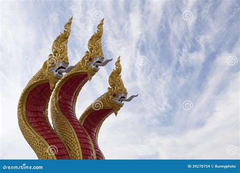 Headed Naga Serpent Sculpture In Siem Reap These Creatures Are