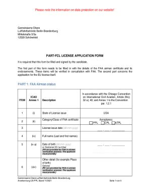 Fillable Online Issue Of An EU Part FCL PPL A On The Basis Of An FAA