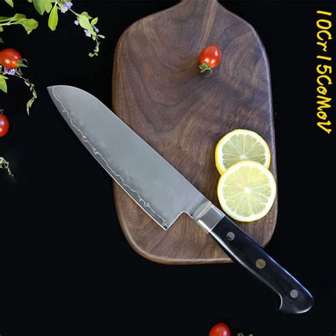 ♡7 Inch Santoku Knife 10cr15mov 3 Layers Clad Steel Blade Sharp Chefs