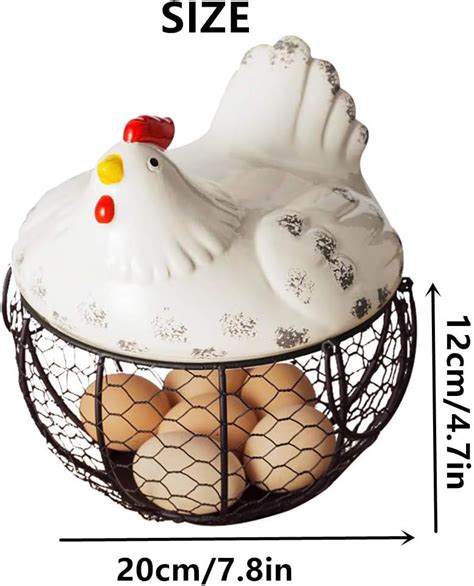 Metal Wire Fruit Baskets Nbcdy Egg Wire Basket With White Ceramic Farm