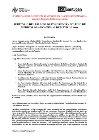 Jornada sobre Gestión Sanitaria en la crisis económica PDF