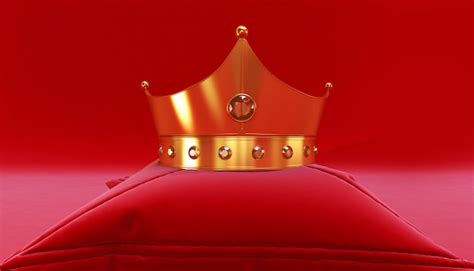 Premium Photo 3d Rendering Of Golden Crown On A Red Background Royal