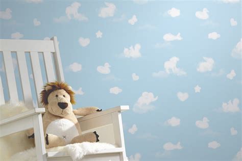 Papel pintado nubes de animales infantiles para bebés Funny Cloudy