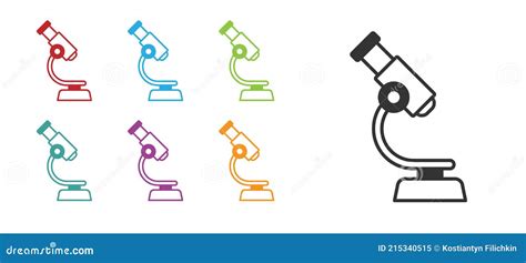 Black Microscope Icon Isolated On White Background Chemistry