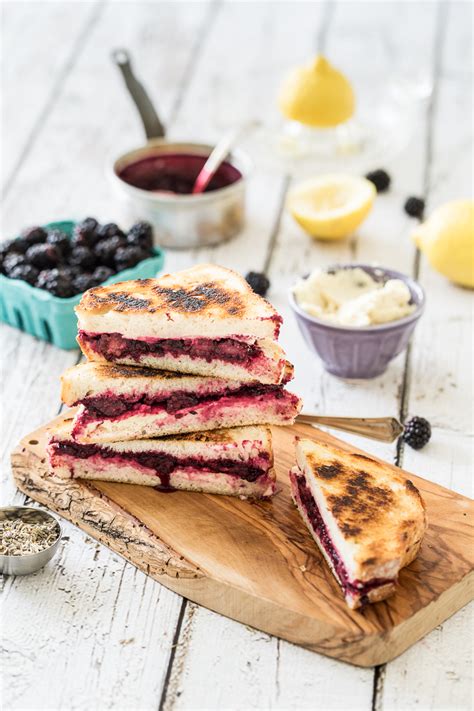 Lemon Lavender Blackberry Ricotta Grilled Cheese Sandwiches