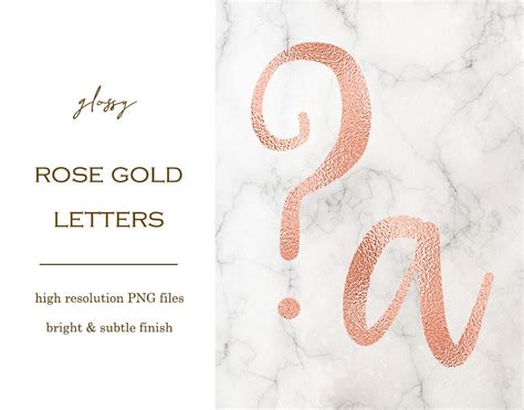 Rose Gold Font Rose Gold Alphabet Clipart Rose Gold Foil Etsy