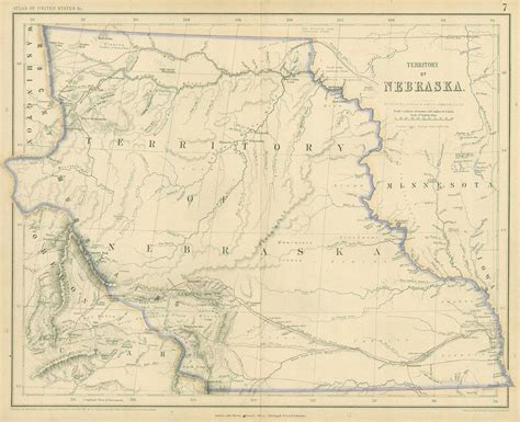 1857 Territory Of Nebraska Nebraska Wyoming Map