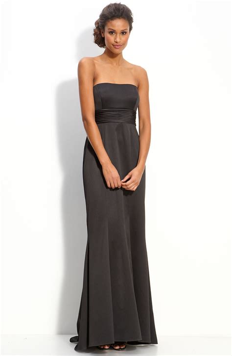 Js Boutique Strapless Stretch Satin Gown With Back Bow Nordstrom