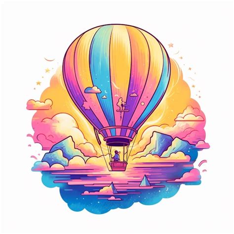 Premium Ai Image Illustration Of A Hot Air Balloon Flying Over The