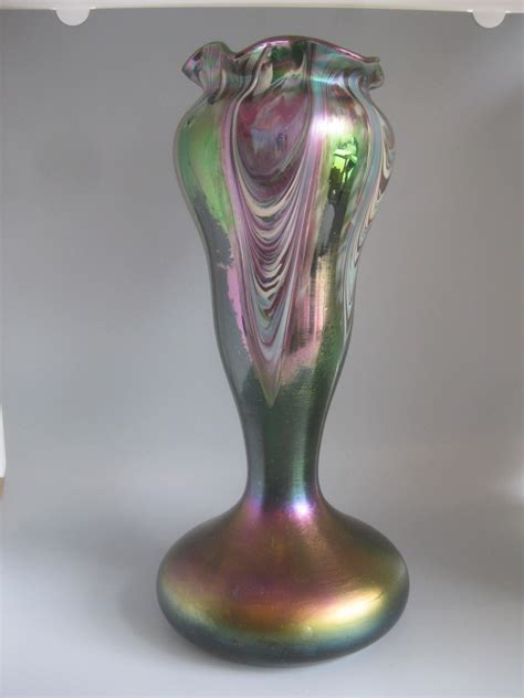 Art Nouveau Rindskopf Pulled Feather Czech Bohemian Art Glass Loetz