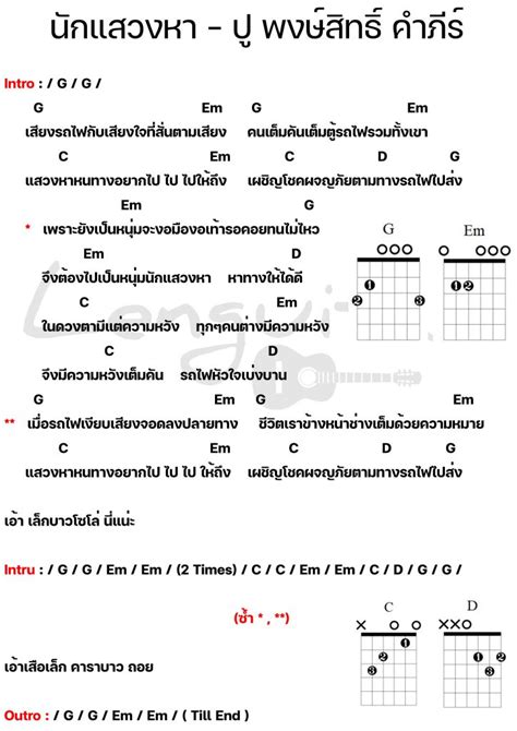 คอร์ดเพลง นักแสวงหา ปู พงษ์สิทธิ์ คำภีร์ คอร์ดเพลงง่ายๆ Lenguitar