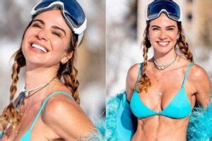 Que coragem Luciana Gimenez faz cliques de biquíni na neve A vida