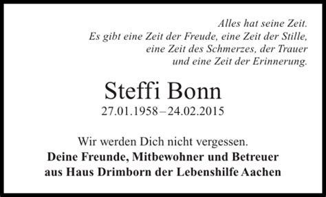 Traueranzeigen Von Steffi Bonn Aachen Gedenkt