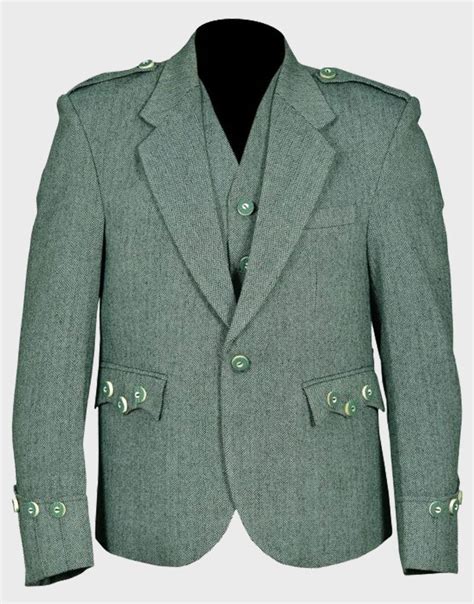 Lovat Green Tweed Argyle Jacket With 5 Button