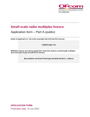 Fillable Online Small Scale Radio Multiplex Licence Application Form