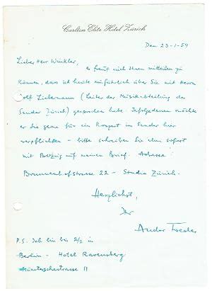 Sammlung Von Eigenh Postkarten Mit Unterschrift Eigenh Briefe