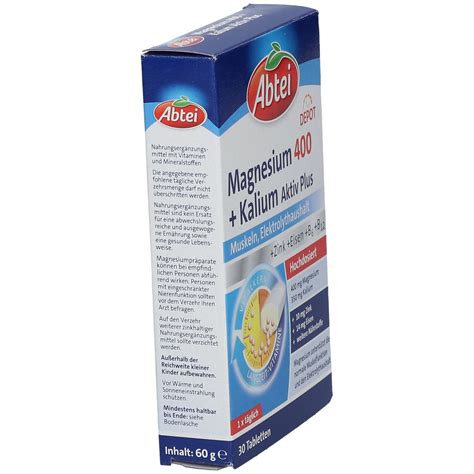 Abtei Magnesium 400 Kalium Aktiv Plus 30 St Shop Apotheke